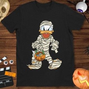 Donald Duck Mummy With Pumpkin Basket Halloween Costume Unisex Tee